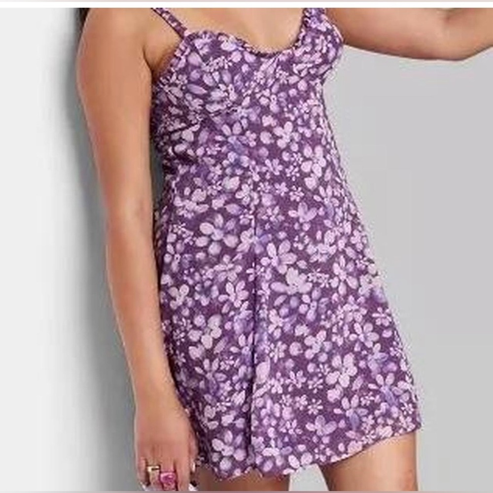 NWT Women’s Wild Fable Purple Floral Chiffon Y2K Mesh Fairycore Summer Dress S.